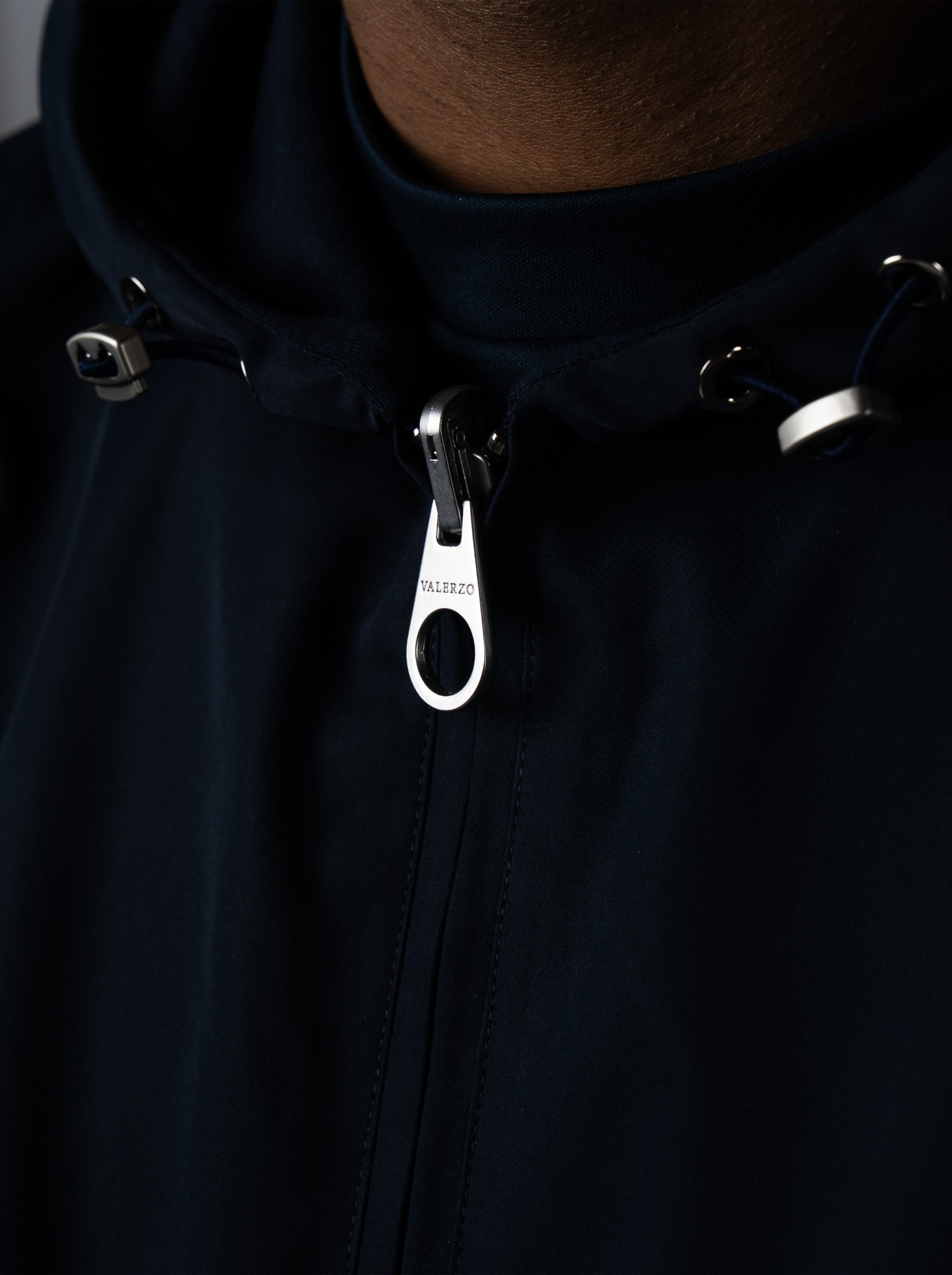 reversible hooded jacket navy blue