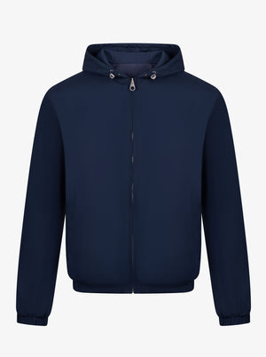 reversible hooded jacket navy blue