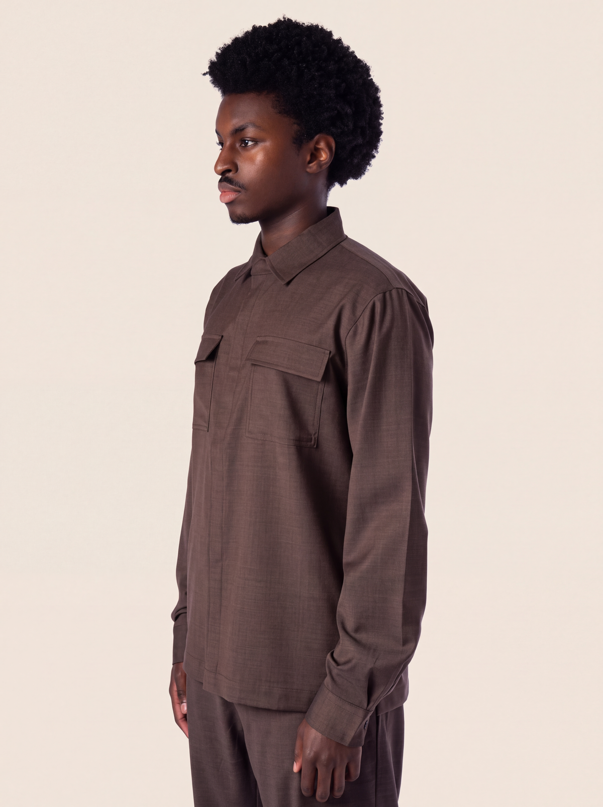 Wool Overshirt | Mocha Brown