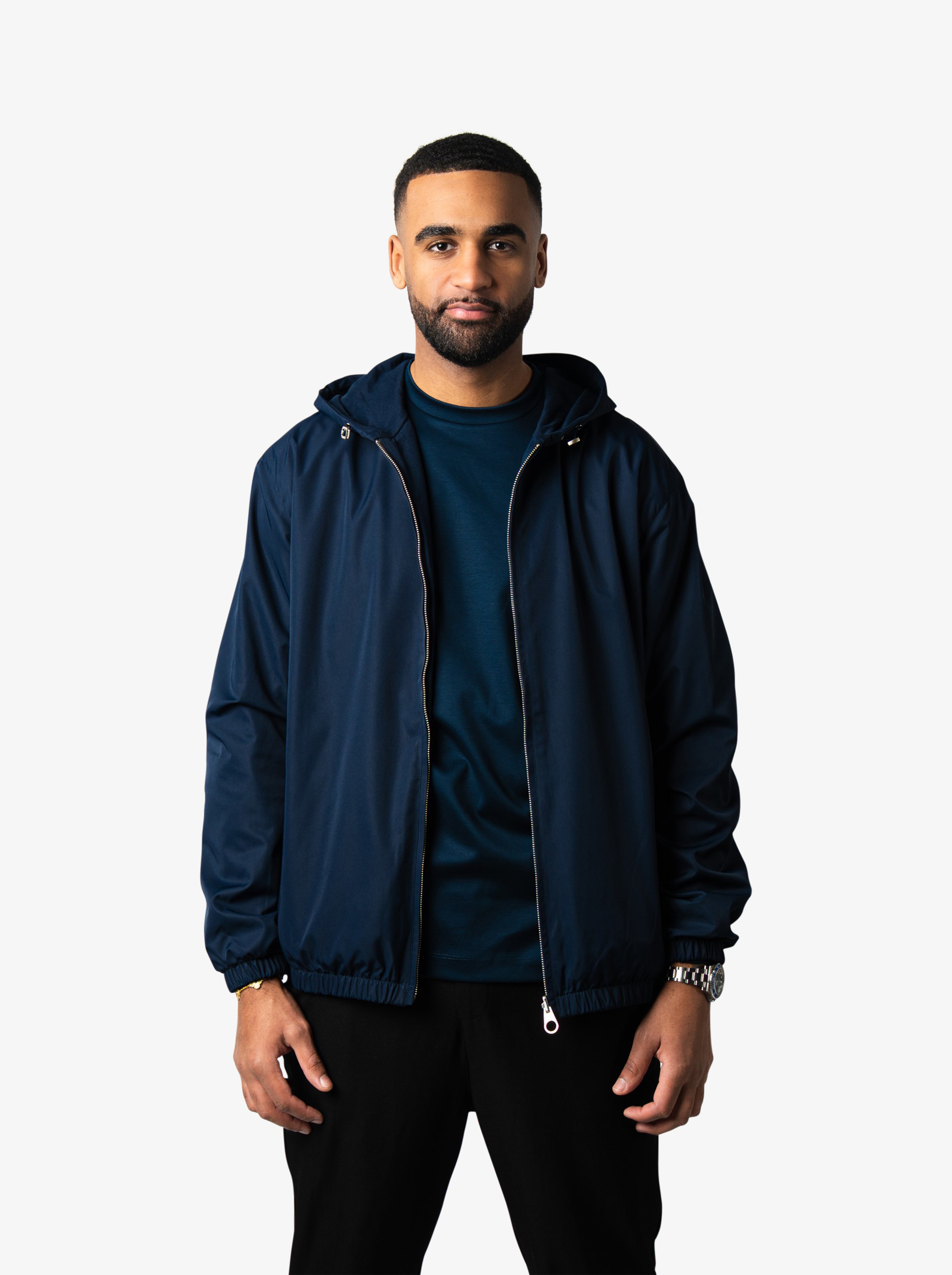 reversible hooded jacket navy blue