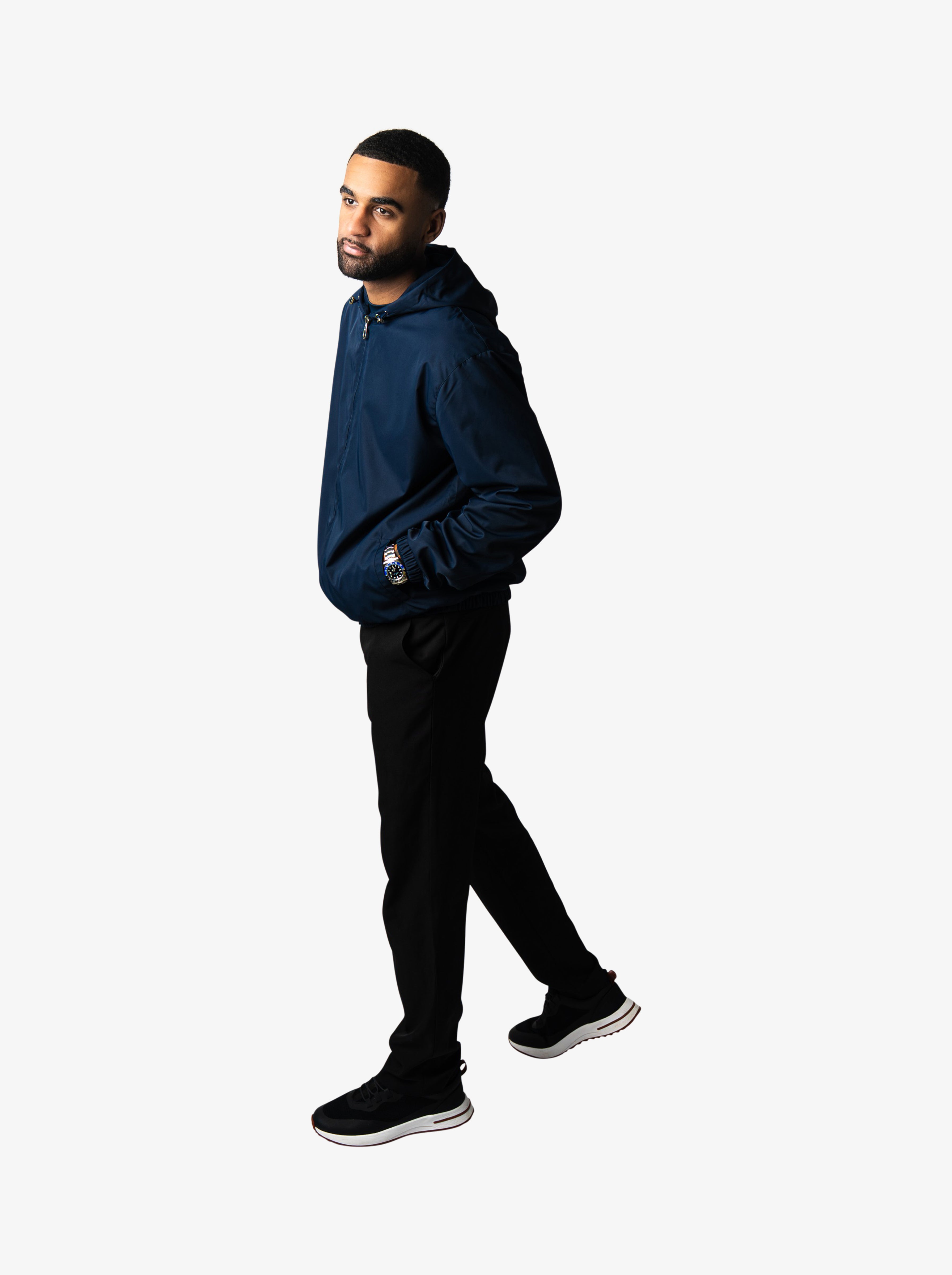 reversible hooded jacket navy blue