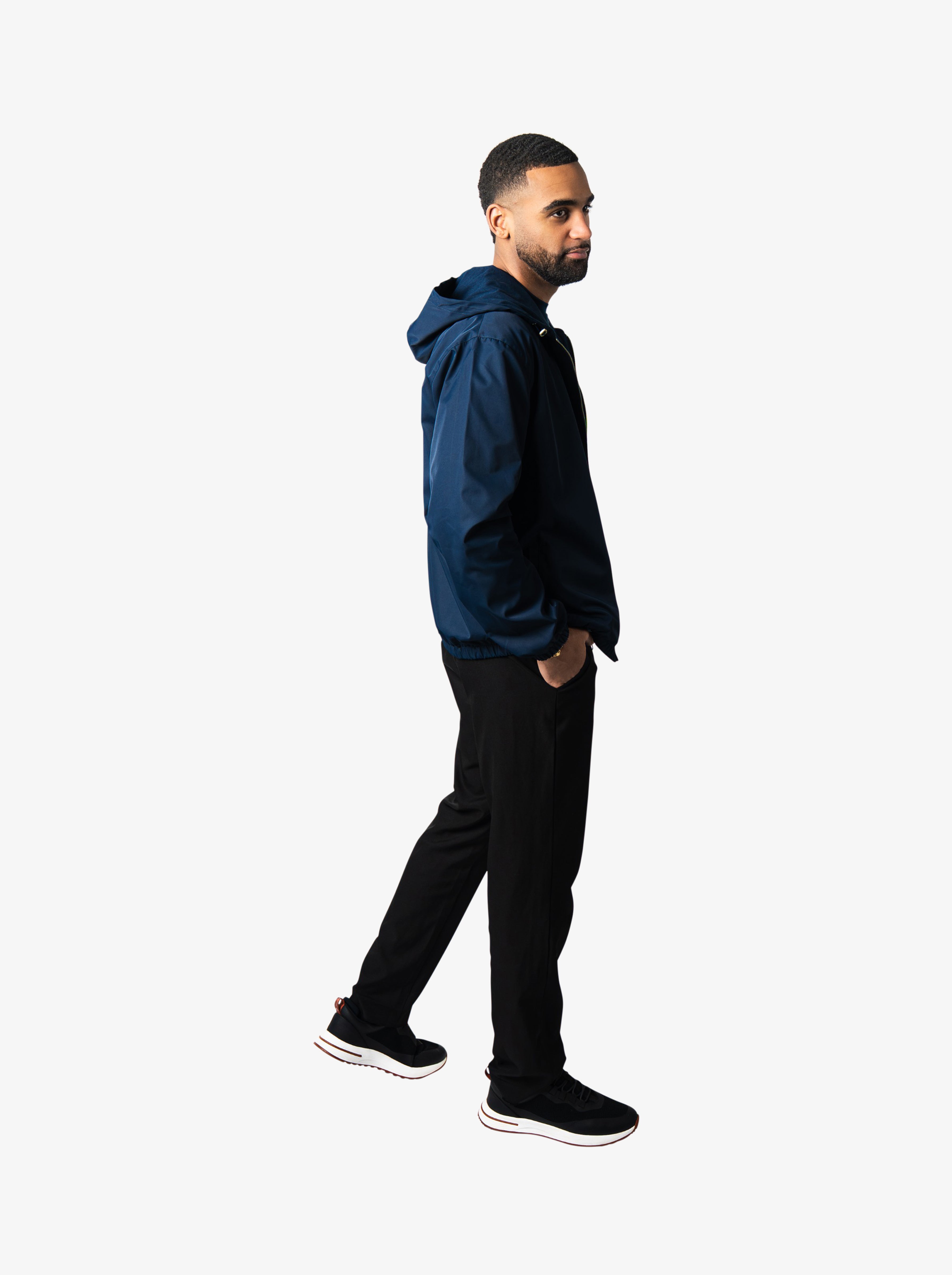 reversible hooded jacket navy blue